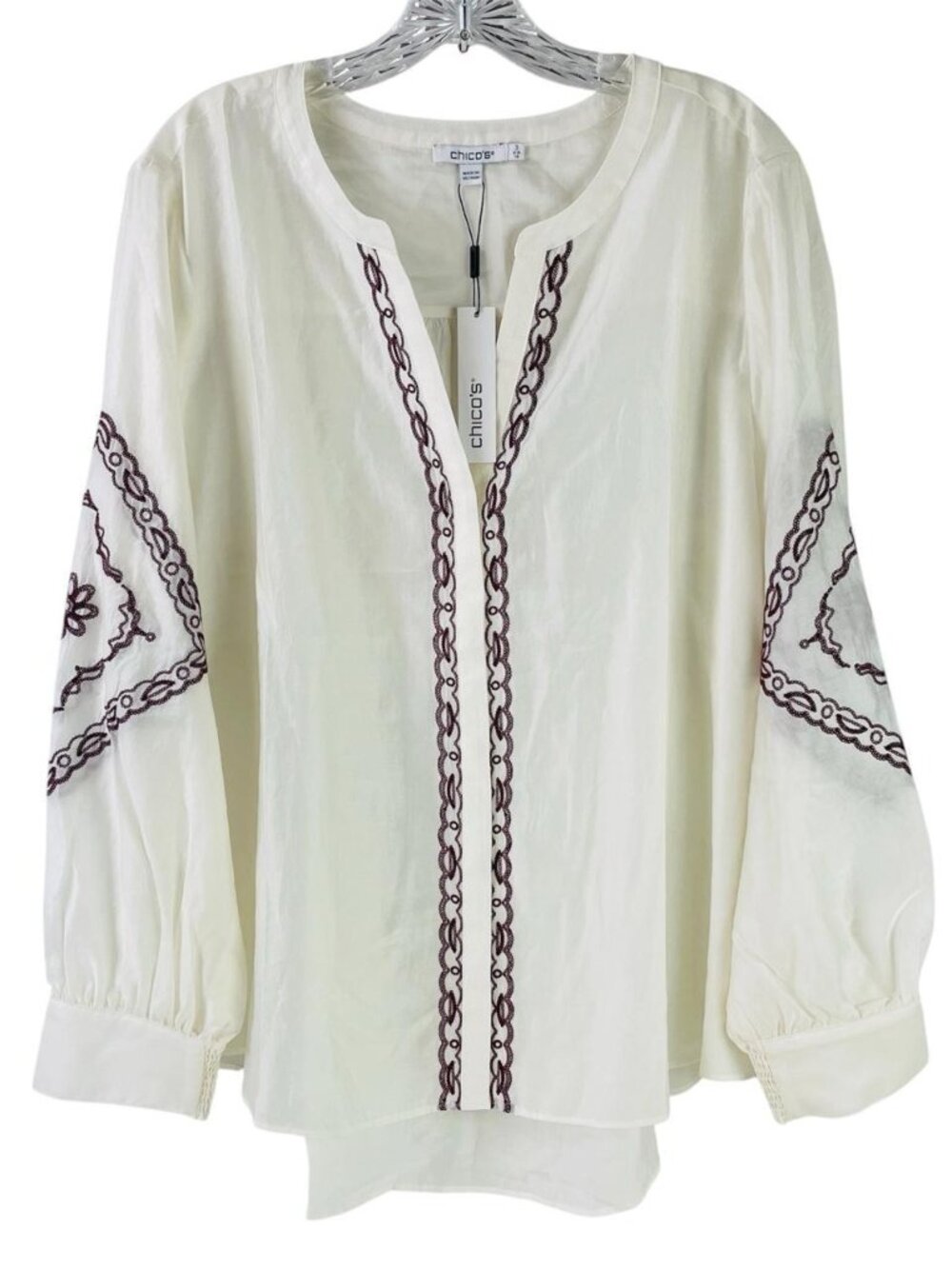 Chico's Tencel-Blend Embroidered Blouse Size 3 (XL) NWT